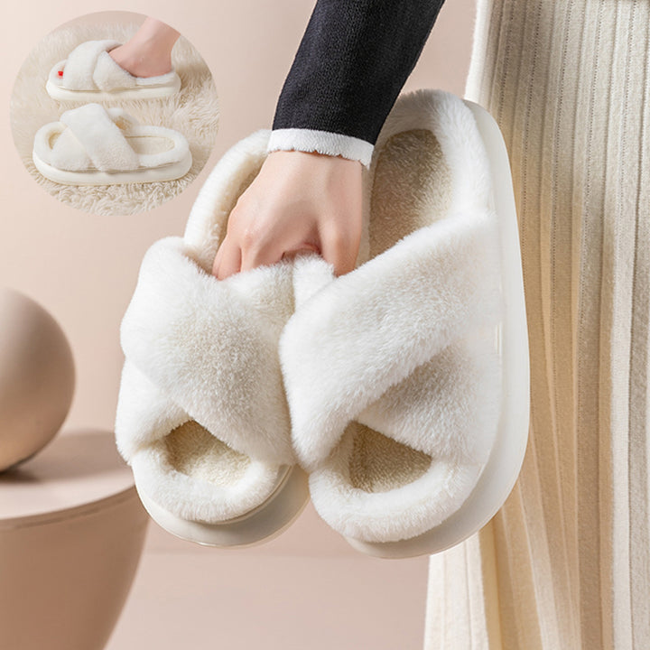 Women's Platform Fuzzy Home Slippers