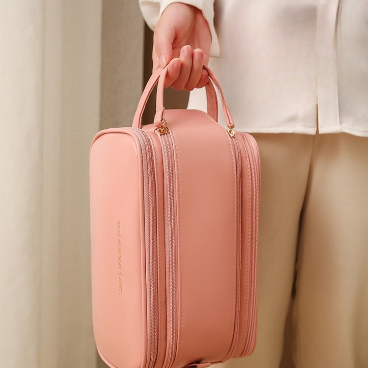 Three-layer Double Zipper U-shaped Design Cosmetic Bag Fashion High Capacity Make Up Bags Portable