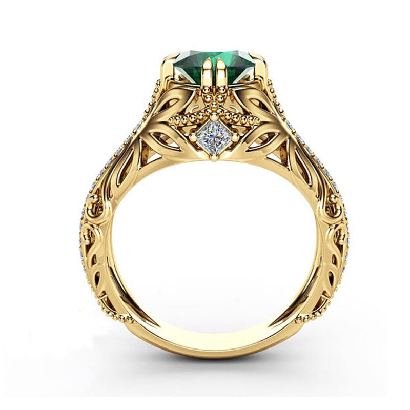 Emerald plated 14k yellow gold ring
