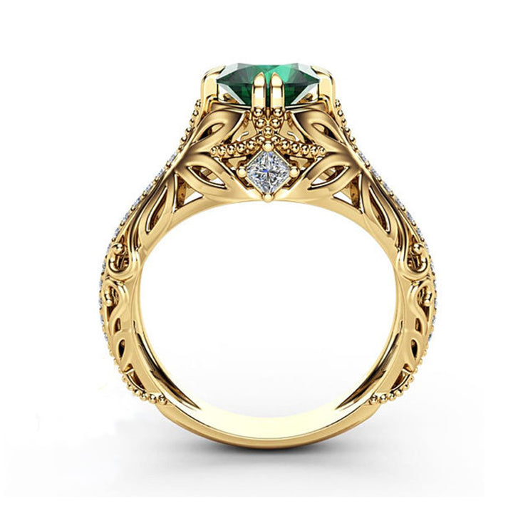 Emerald plated 14k yellow gold ring