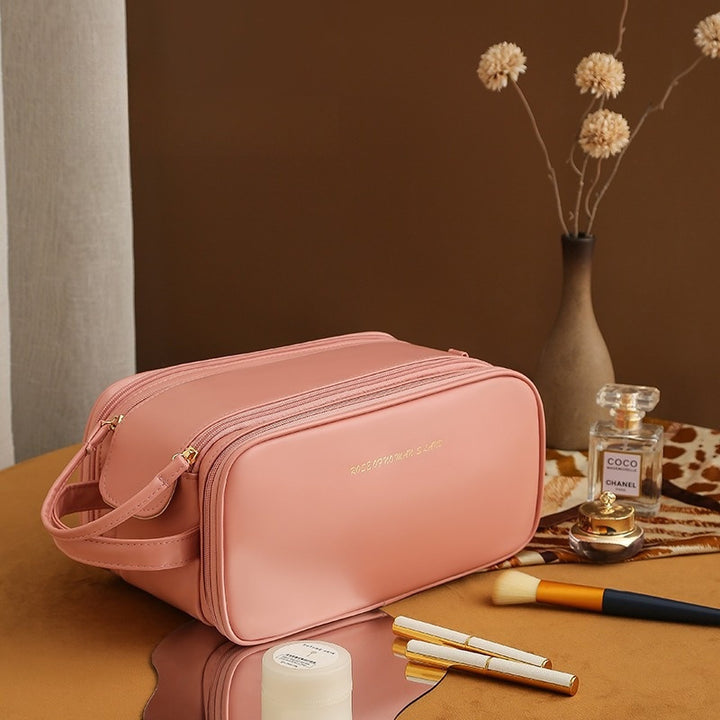 Three-layer Double Zipper U-shaped Design Cosmetic Bag Fashion High Capacity Make Up Bags Portable