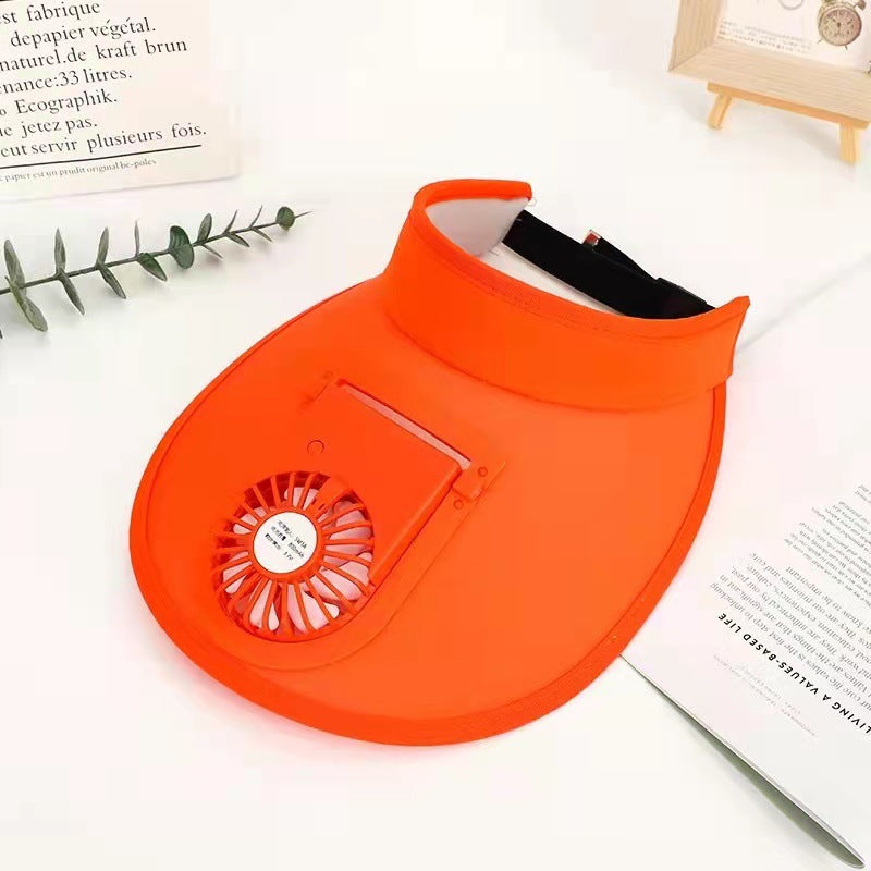 Summer Outdoor Sunscreen Empty Top Electric Fan Hat