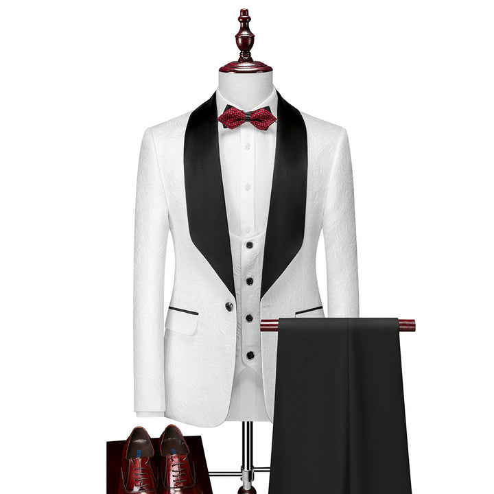 Conjunto de terno masculino slim fit noivo vestido de noite de casamento