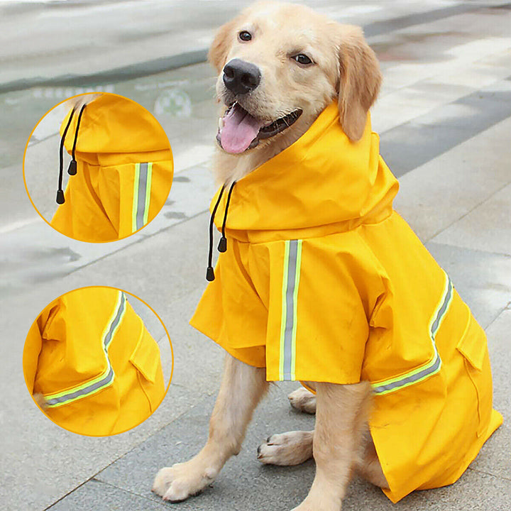 Jaqueta de chuva para cachorro com faixa reflexiva de segurança