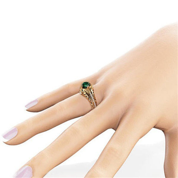 Emerald plated 14k yellow gold ring