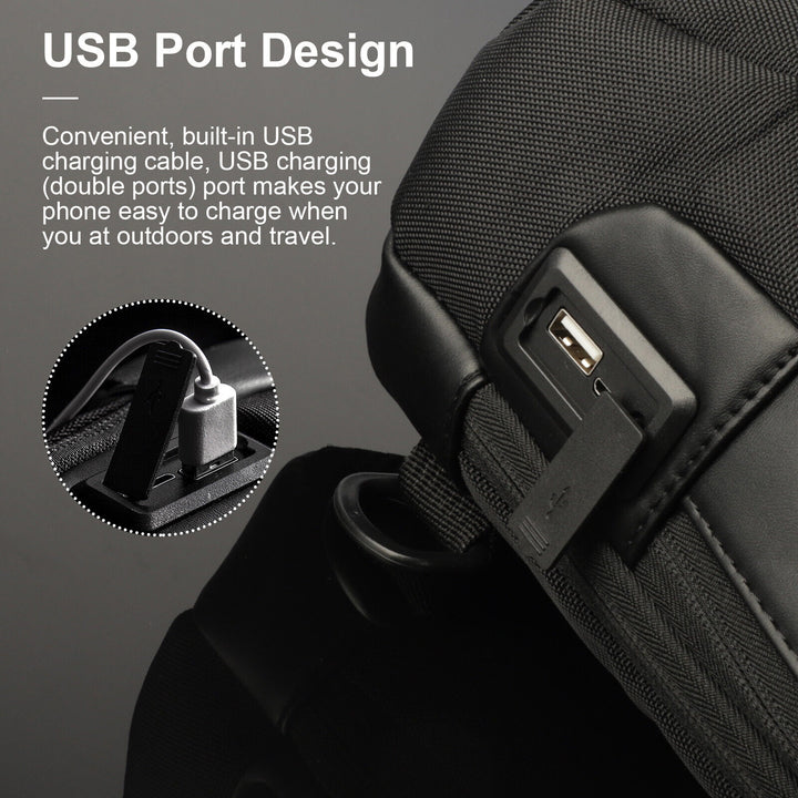 Pack For Male Sling Shoulder Crossbody Waterproof Anti-theft Chest Bag Backpack Pack USB