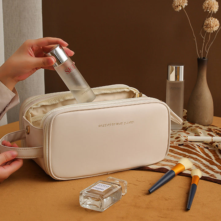 Three-layer Double Zipper U-shaped Design Cosmetic Bag Fashion High Capacity Make Up Bags Portable