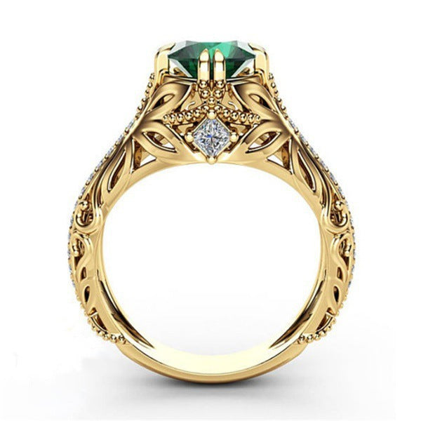 Emerald plated 14k yellow gold ring