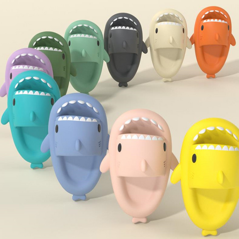 Chinelos para adultos Interior Exterior Engraçado Desenho de Tubarão