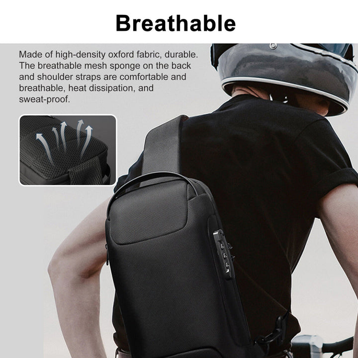 Pack For Male Sling Shoulder Crossbody Waterproof Anti-theft Chest Bag Backpack Pack USB