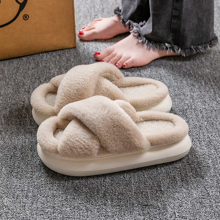 Women's Platform Fuzzy Home Slippers