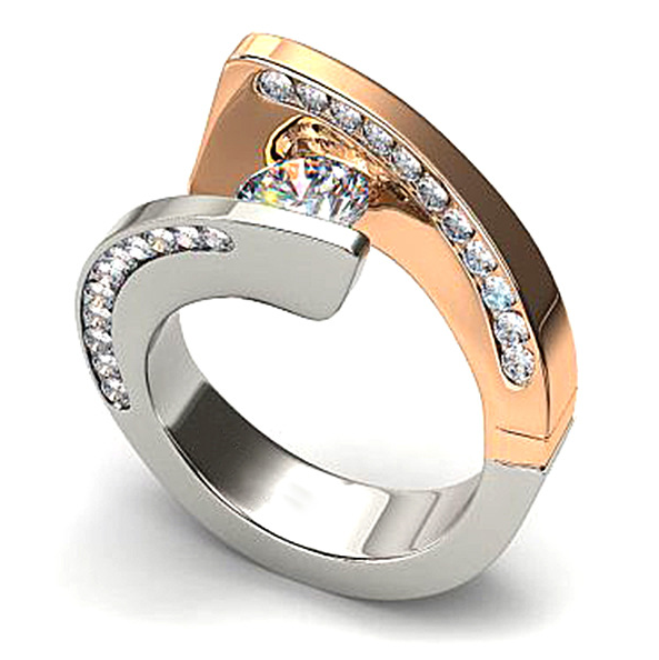 Ring ladies gold wedding color separation jewelry