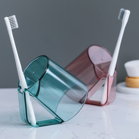 Escova de dentes de cabeça para baixo doméstica simples com copo de escovação com alça