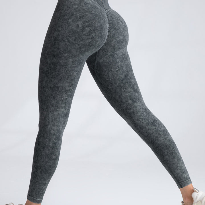 V-Back Scrunch Butt Workout Leggings, Women Seamless Gym Yoga Leggings