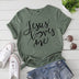 LOVES ME Letter Print T Shirt Women Short Sleeve O Neck Loo