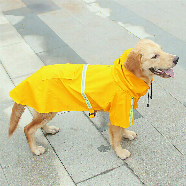 Jaqueta de chuva para cachorro com faixa reflexiva de segurança