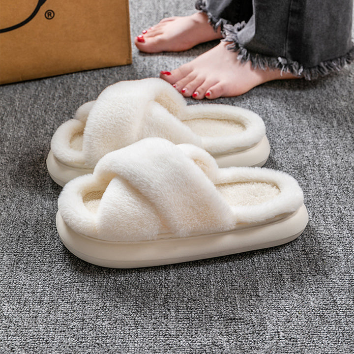 Women's Platform Fuzzy Home Slippers