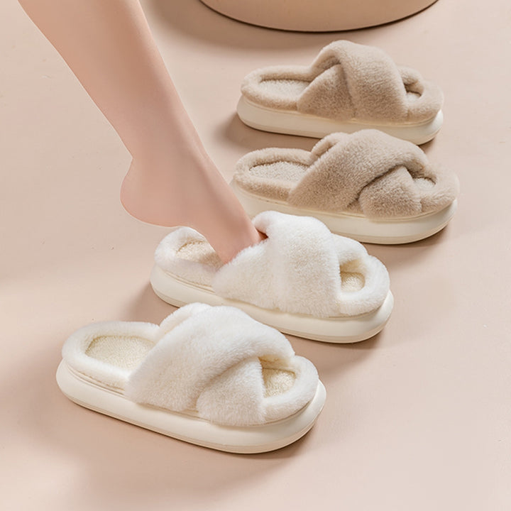 Women's Platform Fuzzy Home Slippers