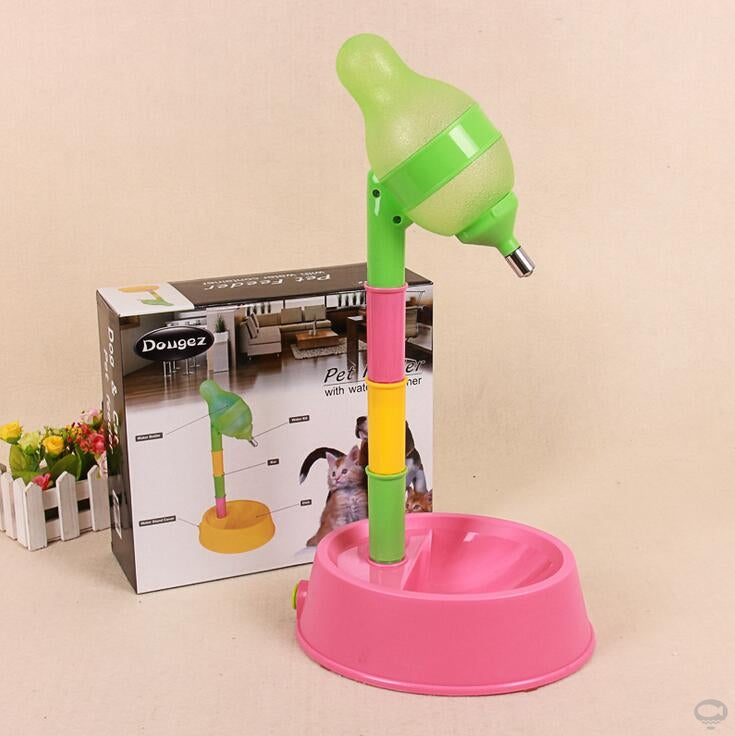 Automatic Pet Water Dispenser Stand Feeder Bowl Adjusting Height Water Bottle Cat Dog