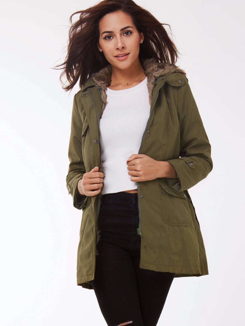 Manga feminina parkas algodão feminino jaqueta de inverno