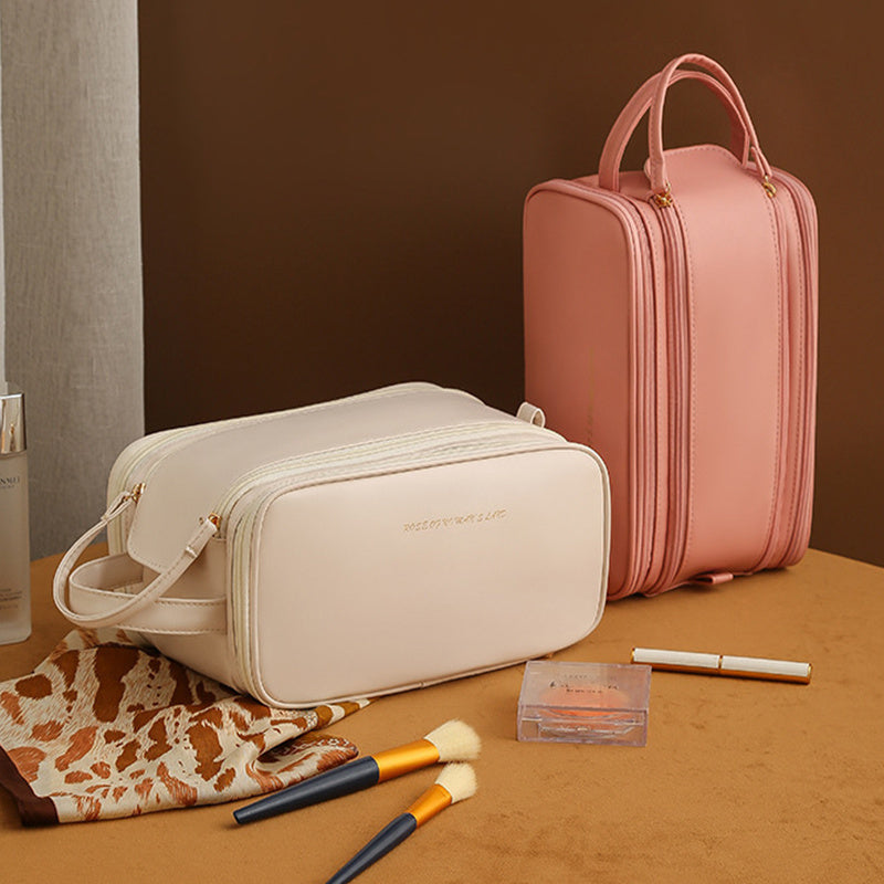 Three-layer Double Zipper U-shaped Design Cosmetic Bag Fashion High Capacity Make Up Bags Portable