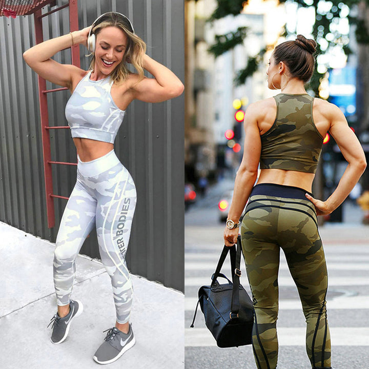 Leggings femininas com estampa camuflada