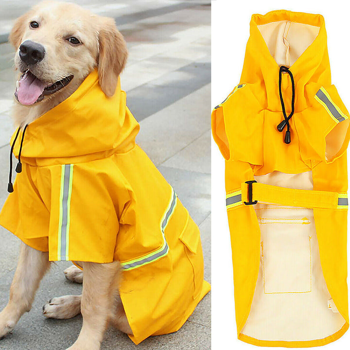 Dog Rain Jacket With Safety Reflective Stripe