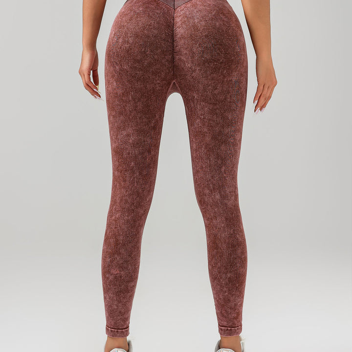 V-Back Scrunch Butt Workout Leggings, Women Seamless Gym Yoga Leggings