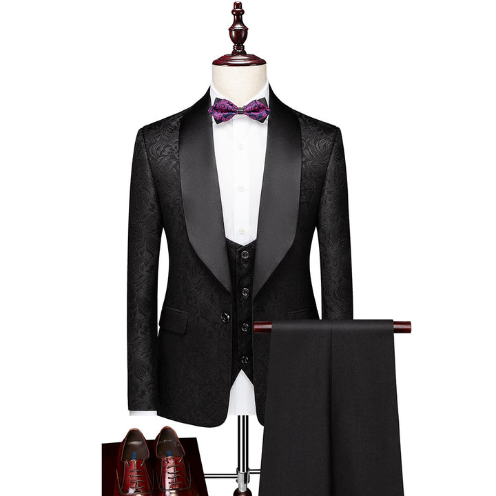 Conjunto de terno masculino slim fit noivo vestido de noite de casamento