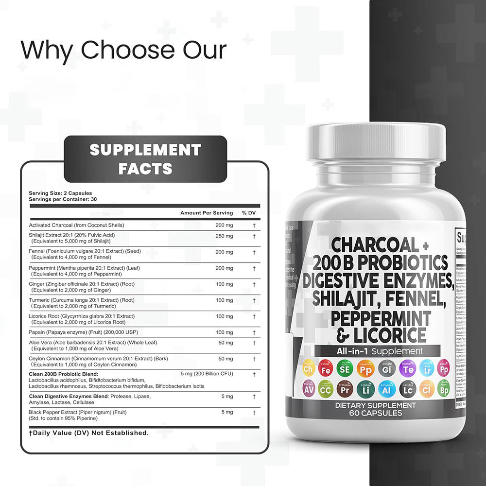 Cross-border Trade Activated Carbon Digestive Enzyme Probiotic Compound Capsule Charcoal Capsule