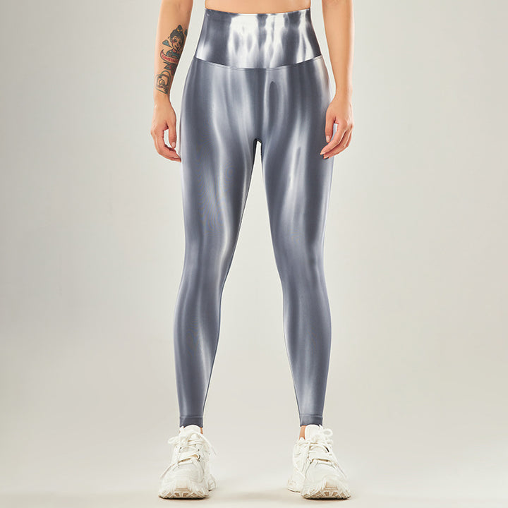 Ver! Nova cross-border tie-dye calças de yoga mulheres sem costura cintura alta pêssego hip esportes leggings apertados para uso exterior 