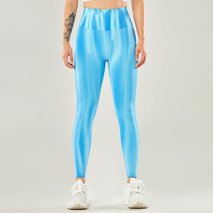 Ver! Nova cross-border tie-dye calças de yoga mulheres sem costura cintura alta pêssego hip esportes leggings apertados para uso exterior 