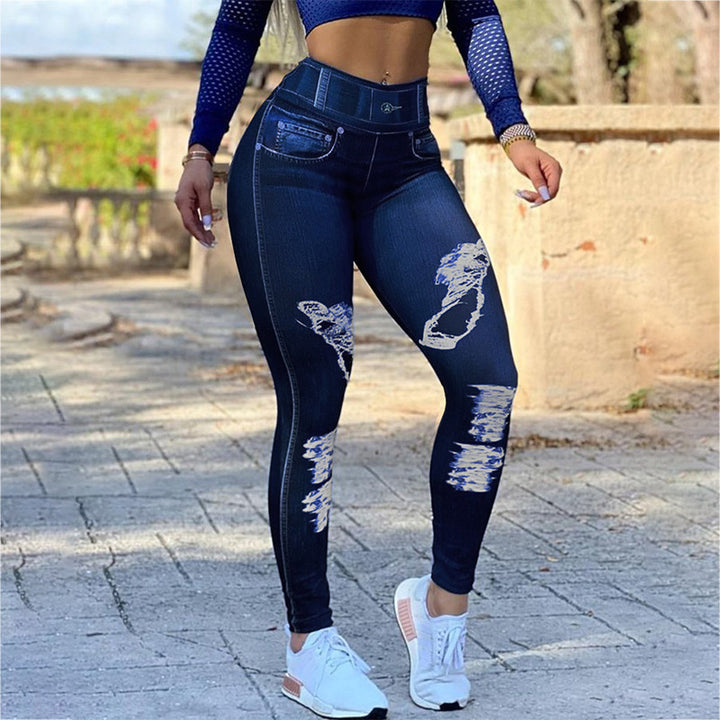 Leggings jeans tamanho grande fitness esportes calças de ioga 