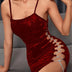 Velvet Tight Side Lace-up Dress Sexy Skirt. Dress