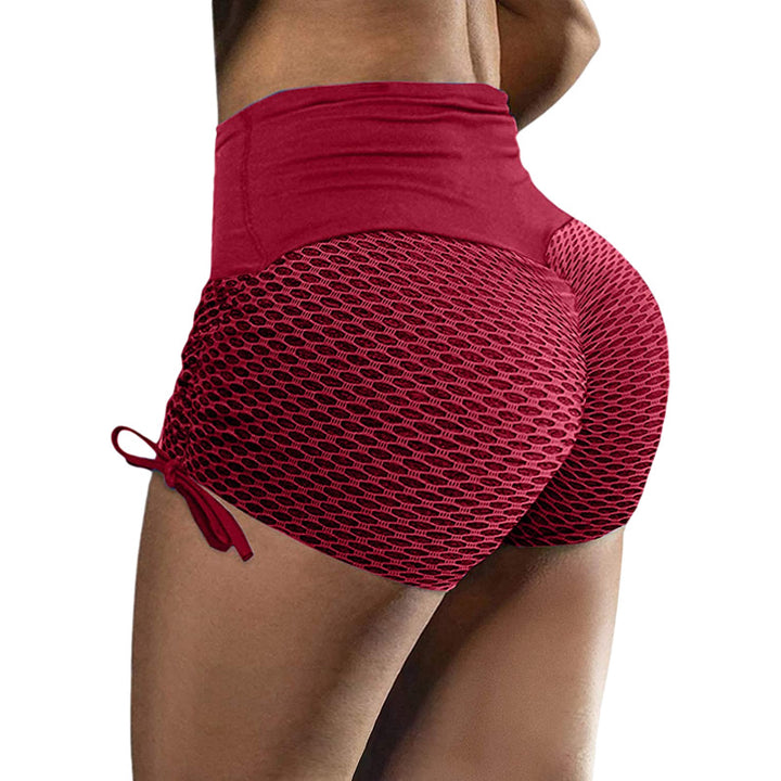 New Elastic Jacquard Pants Stitching Slim Yoga Sports Shorts Women