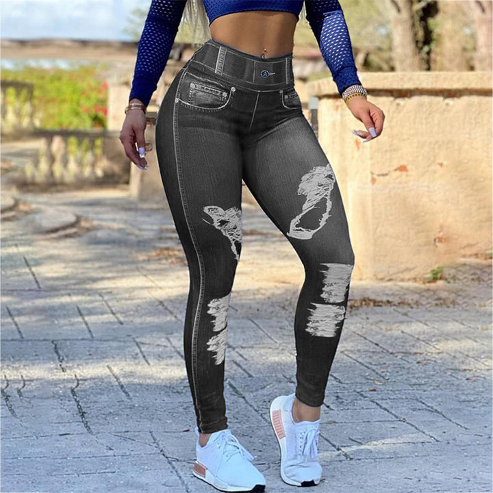 Denim Leggings Large Size Fitness Sports Yoga Pants