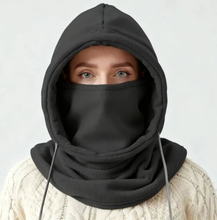Unisex Winter Balaclava Knit Hood - Windproof Mask with Drawstring,