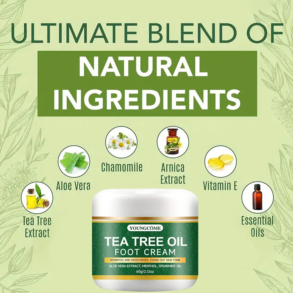 Foot moisturizer with aloe vera and tea tree oil to deeply nourish the