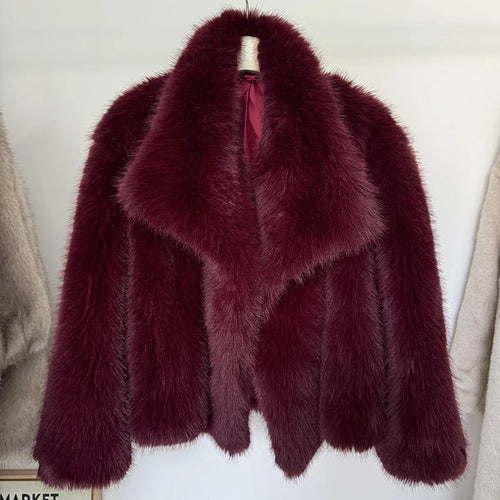2025 Winter New Fashion Gradient Fluffy Fur Coat Women High Street