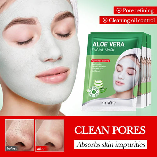 5pcs SADOER Aloe vera Face Mask Mud Masks Facial Moisturizing