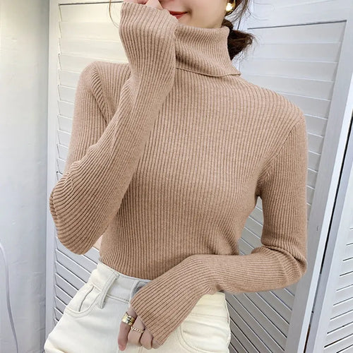 Heliar Women Fall Turtleneck Sweater Knitted Soft Pullovers Cashmere