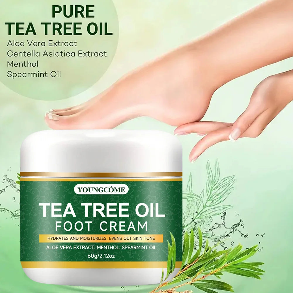 Foot moisturizer with aloe vera and tea tree oil to deeply nourish the