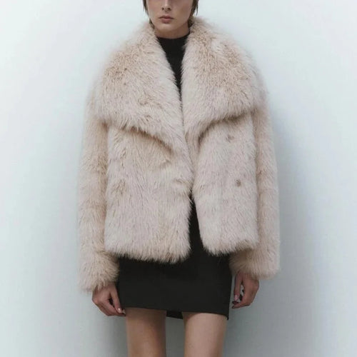 2025 Winter New Fashion Gradient Fluffy Fur Coat Women High Street