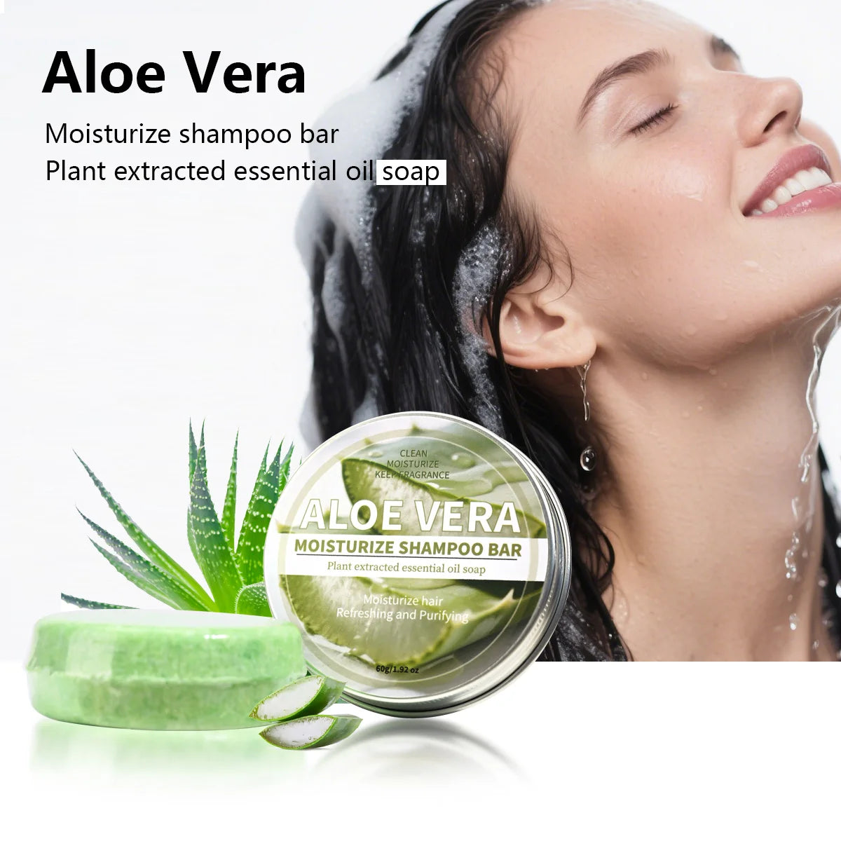 Aloe Vera Moisturizing Shampoo Bar, Plant Extract Essence Deep