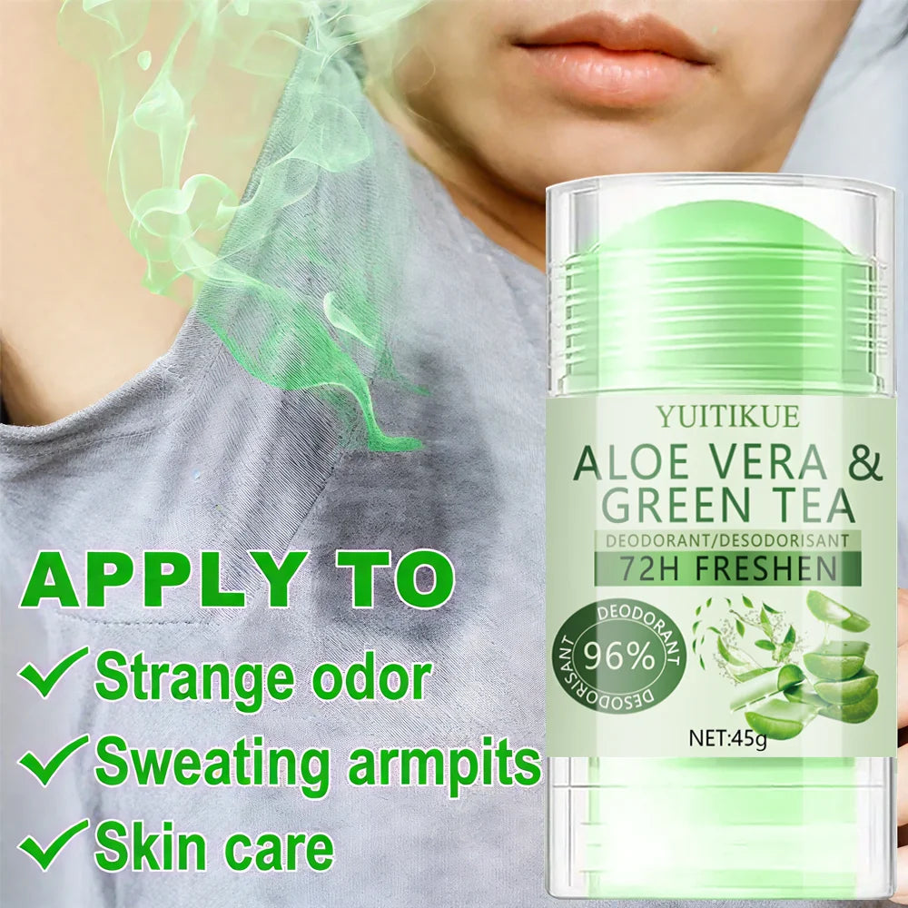 YUITIKUE Aloe Vera and Green Tea Deodorant - 72 Hours Freshness, Odor