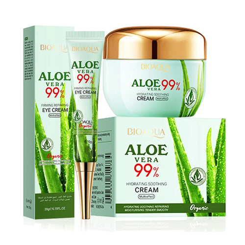 2pcs/kit BIOAQUA Aloe Vera Skin Care Sets Face Eye Cream Moisturizing