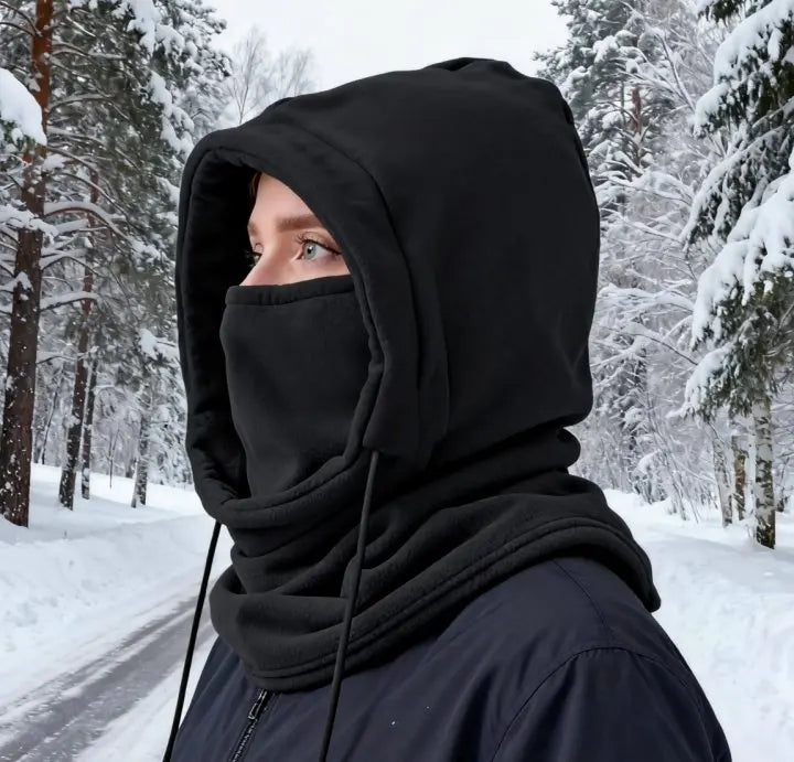 Unisex Winter Balaclava Knit Hood - Windproof Mask with Drawstring,