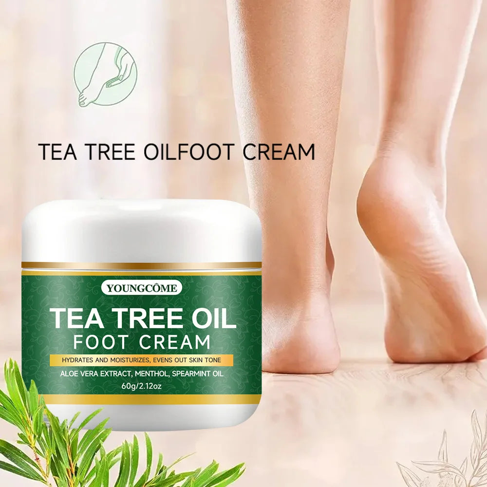 Foot moisturizer with aloe vera and tea tree oil to deeply nourish the