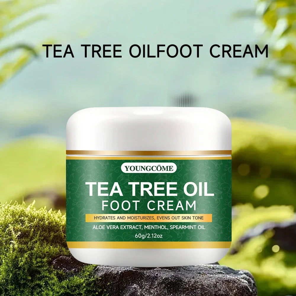 Foot moisturizer with aloe vera and tea tree oil to deeply nourish the