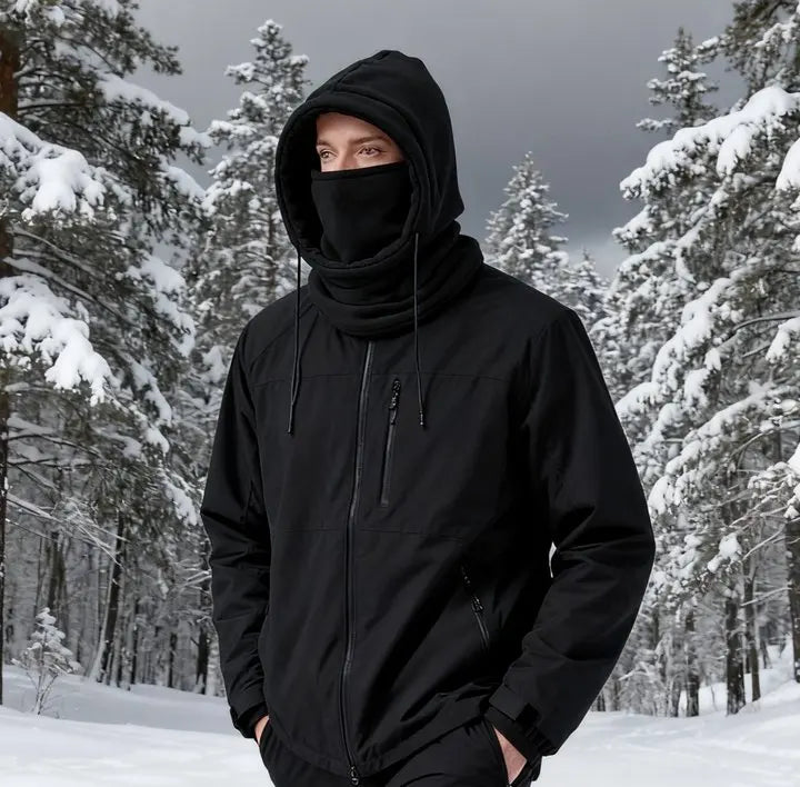 Unisex Winter Balaclava Knit Hood - Windproof Mask with Drawstring,